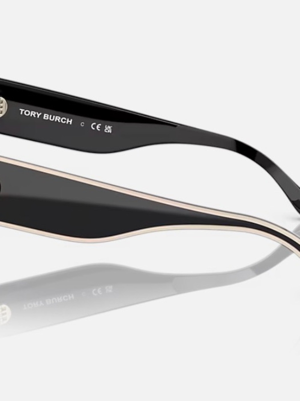 Tory Burch Black Cat-Eye Sunglasses with Gold Logo Detail new with case! - Picture 5 of 10
